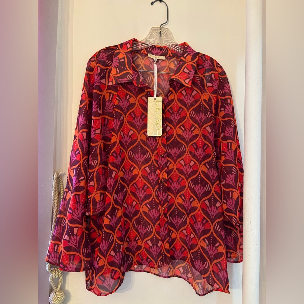 Favori New Eur Size 42 Mod 1960’s Mood Style Oversized Flowing Button Down Shirt